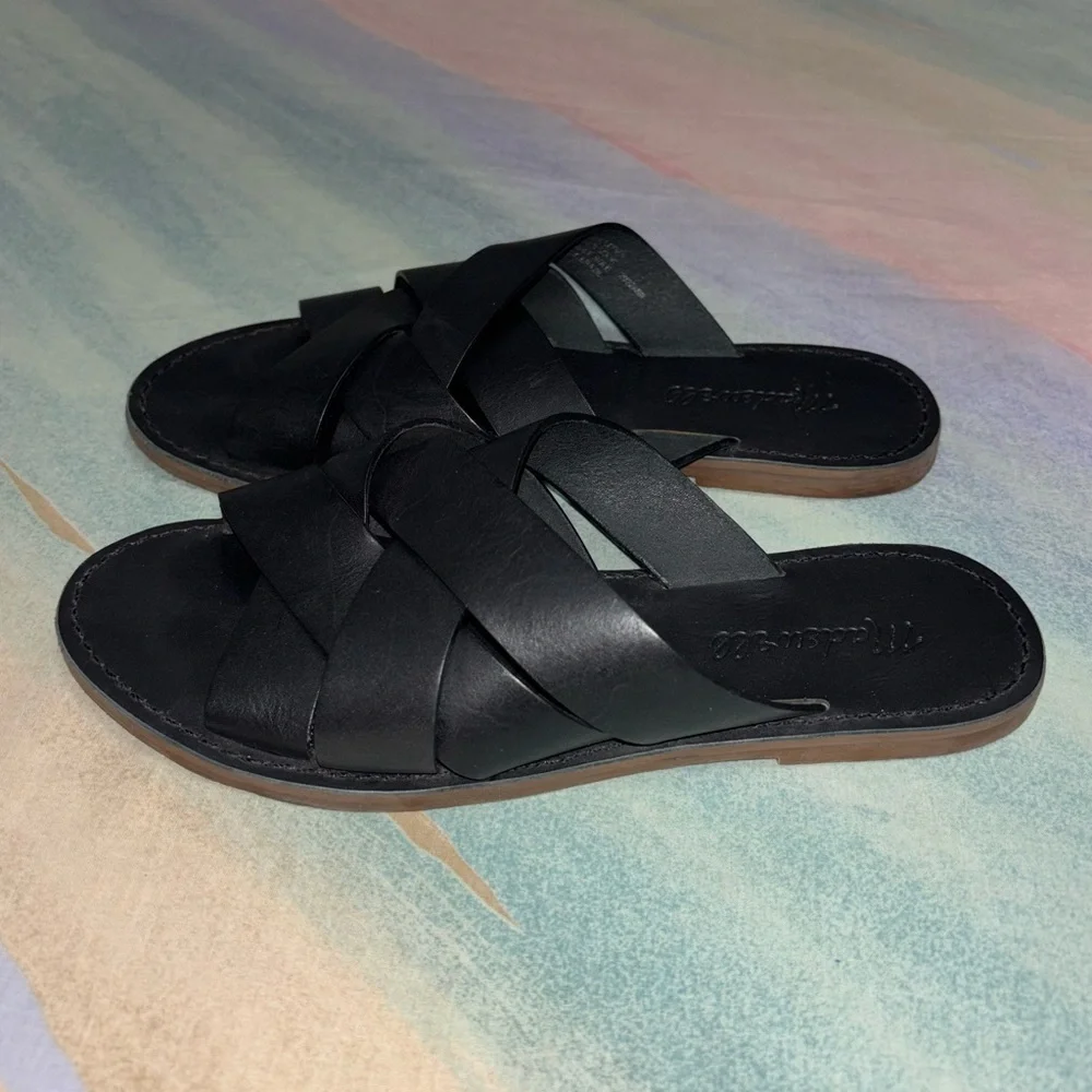 Madewell the Broadwalk Woven Slide black size 6